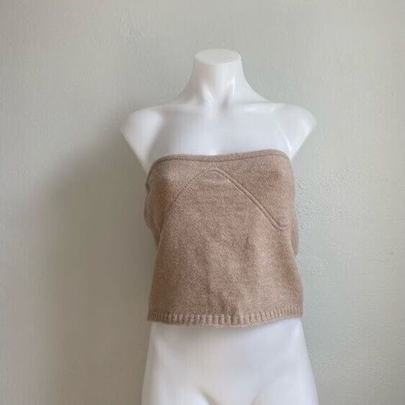 New Le Lis Womens Size Large Bandeau Tube Top Tan Nylon Blend Sleeveless Stretch - Picture 2 of 7